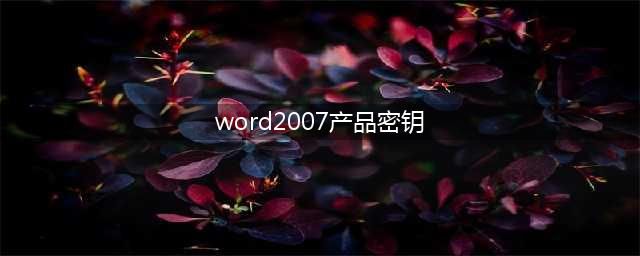 WORD2007 产品密钥是多少(word2007产品密钥)