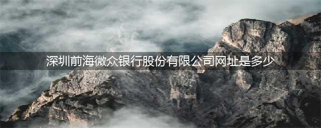 深圳前海微众银行股份有限公司网址是多少